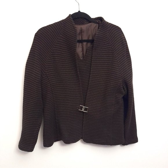 Brown Textured Women's Blazer - Picture 7 of 14
